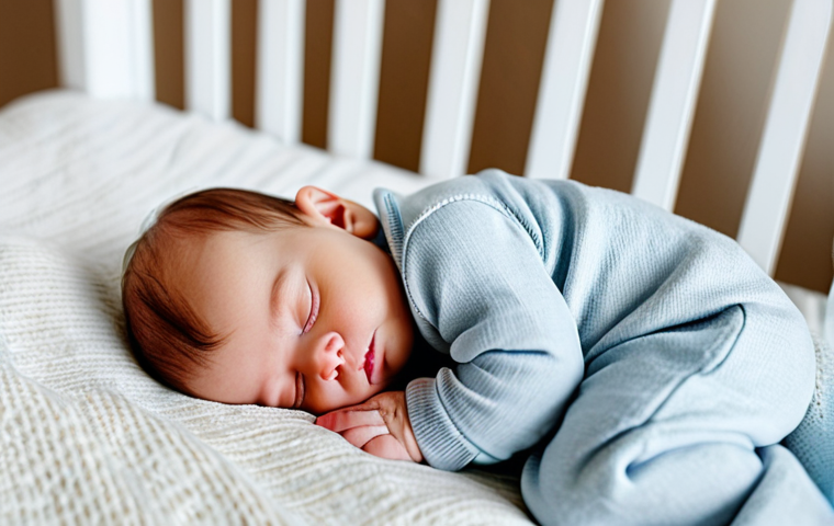 **

A newborn baby in a cozy, light-filled room (26-28°C), gently swaddled in soft cotton clothes, sleeping peacefully in a crib. Safe for work, appropriate content, fully clothed, modest, family-friendly. Perfect anatomy, correct proportions, natural pose, well-formed hands, proper finger count, natural body proportions.

**