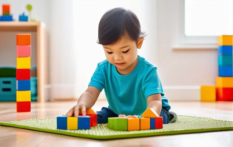 아이 창의력 키우기 활동 - **Prompt 1: Joyful Creative Play with Building Blocks**
    "A young child, approximately 6-8 years ...