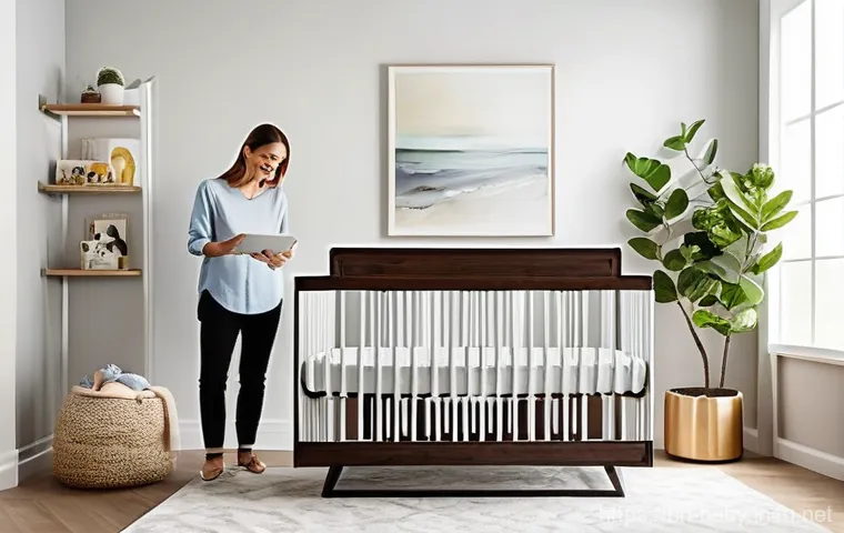 아기 침대 대여 서비스 - **Prompt 1: Peaceful Baby Sleep in a Safe Crib**
    A close-up, warm, and inviting shot of a happy,...