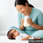 아기와 친환경 용품 활용 - **Prompt:** A heartwarming scene featuring a smiling parent (mother or father) gently holding their ...