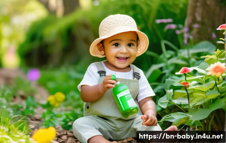 아기와 봄철 꽃놀이 - A joyful Bengali toddler wearing a soft cotton outfit and a sun hat, playing outside in a lush sprin...