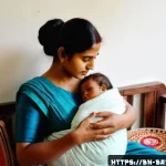 Home 22 모유수유 꿀팁 - A tender and serene scene of a Bengali mother breastfeeding her infant in a cozy home setting, sitti...