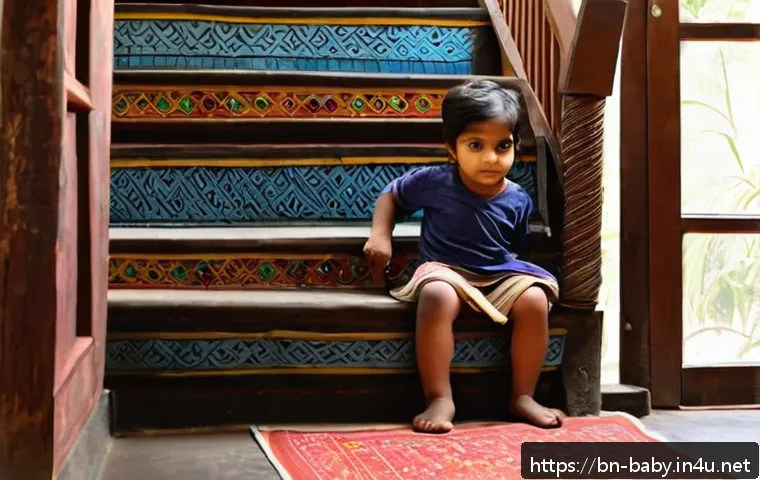 아기 안전 가드 설치법 - A cozy Bengali home interior featuring a toddler safely playing near a sturdy, rust-proof metal safe...